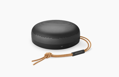 portable speaker with cylinder shape and brown string